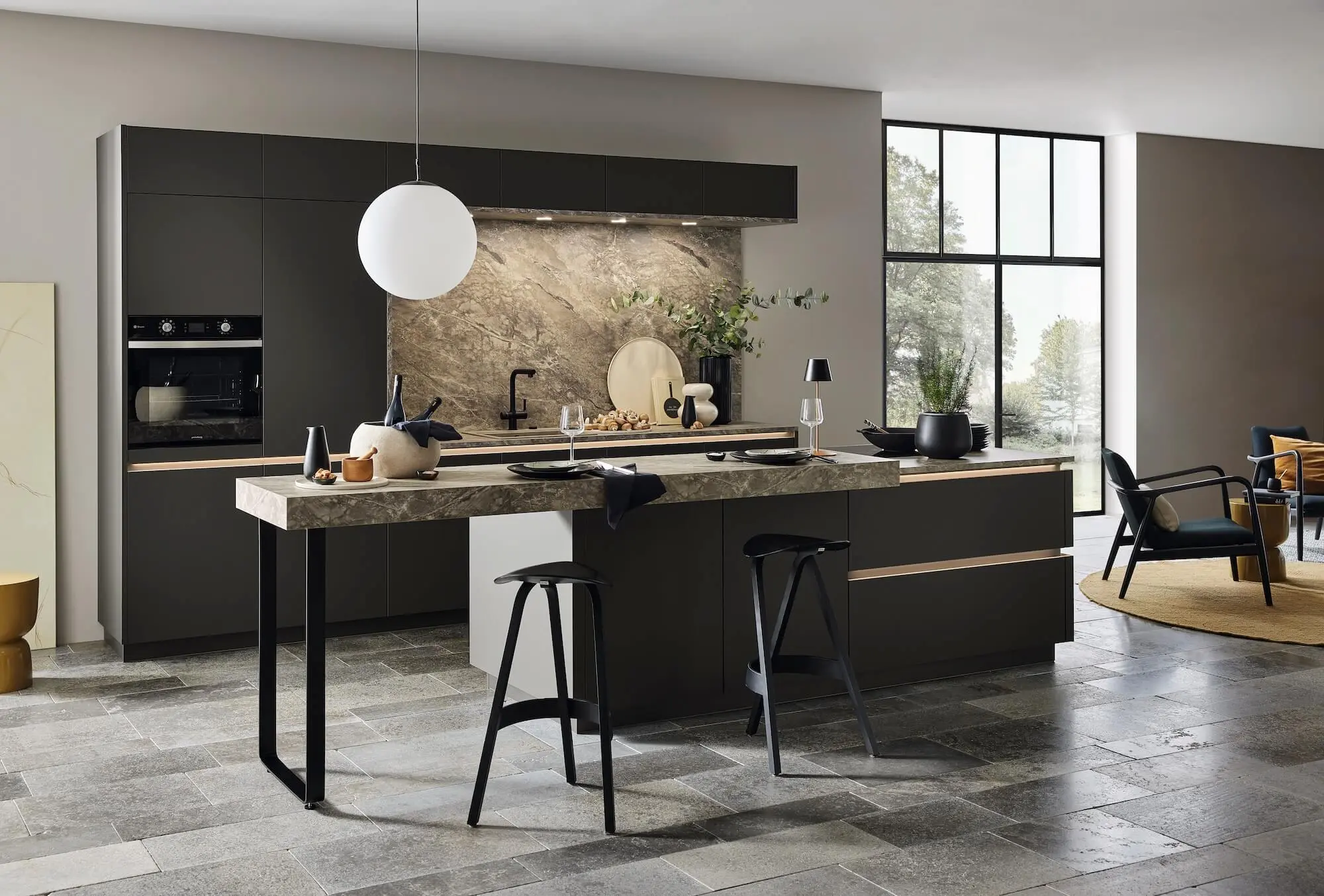 Nolte Velluto Designkueche mit Insel Graphit